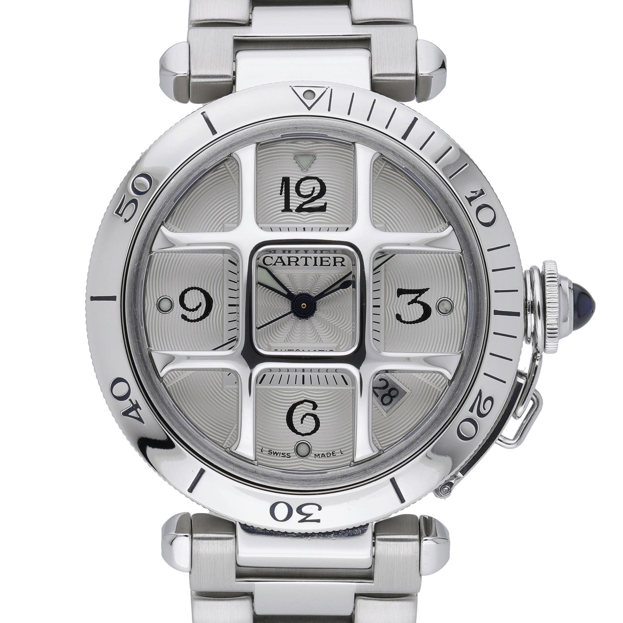 Cartier Pasha 2379 with silver dial and steel case