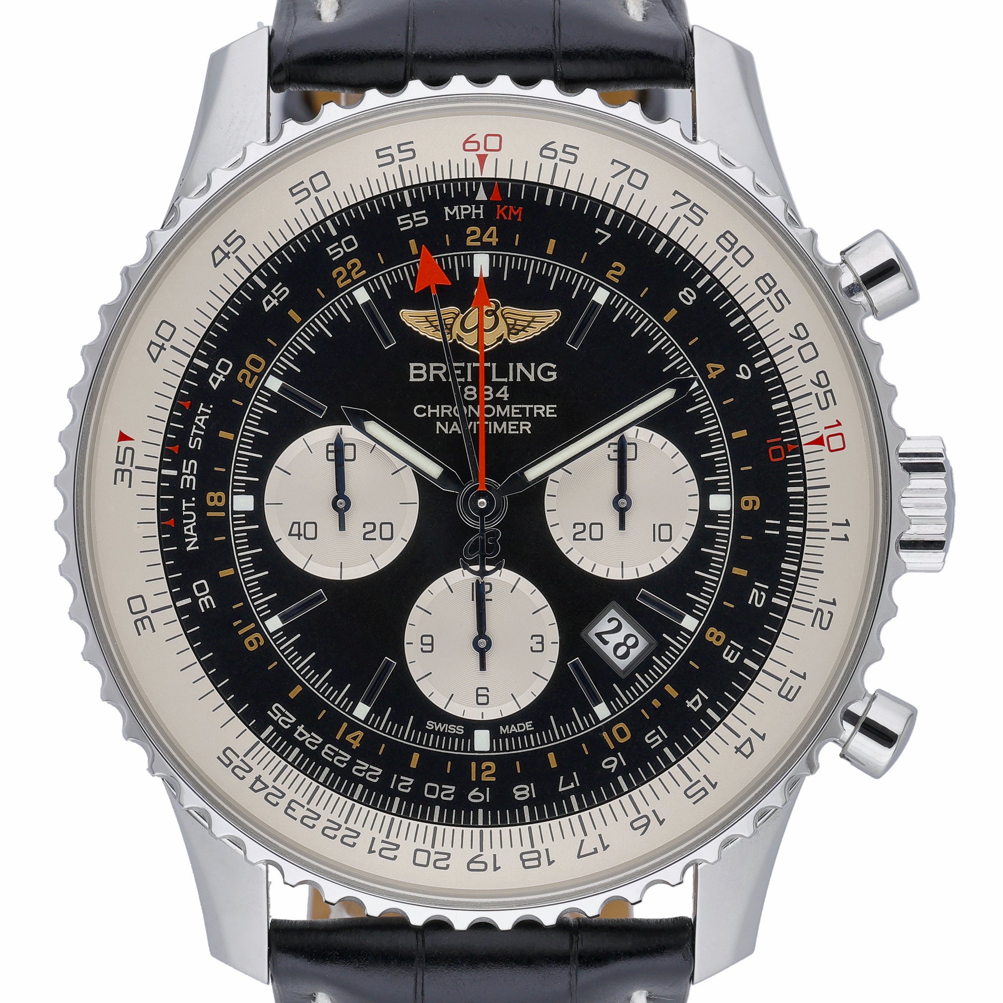 Breitling Navitimer GMT AB044121 with black dial and steel case