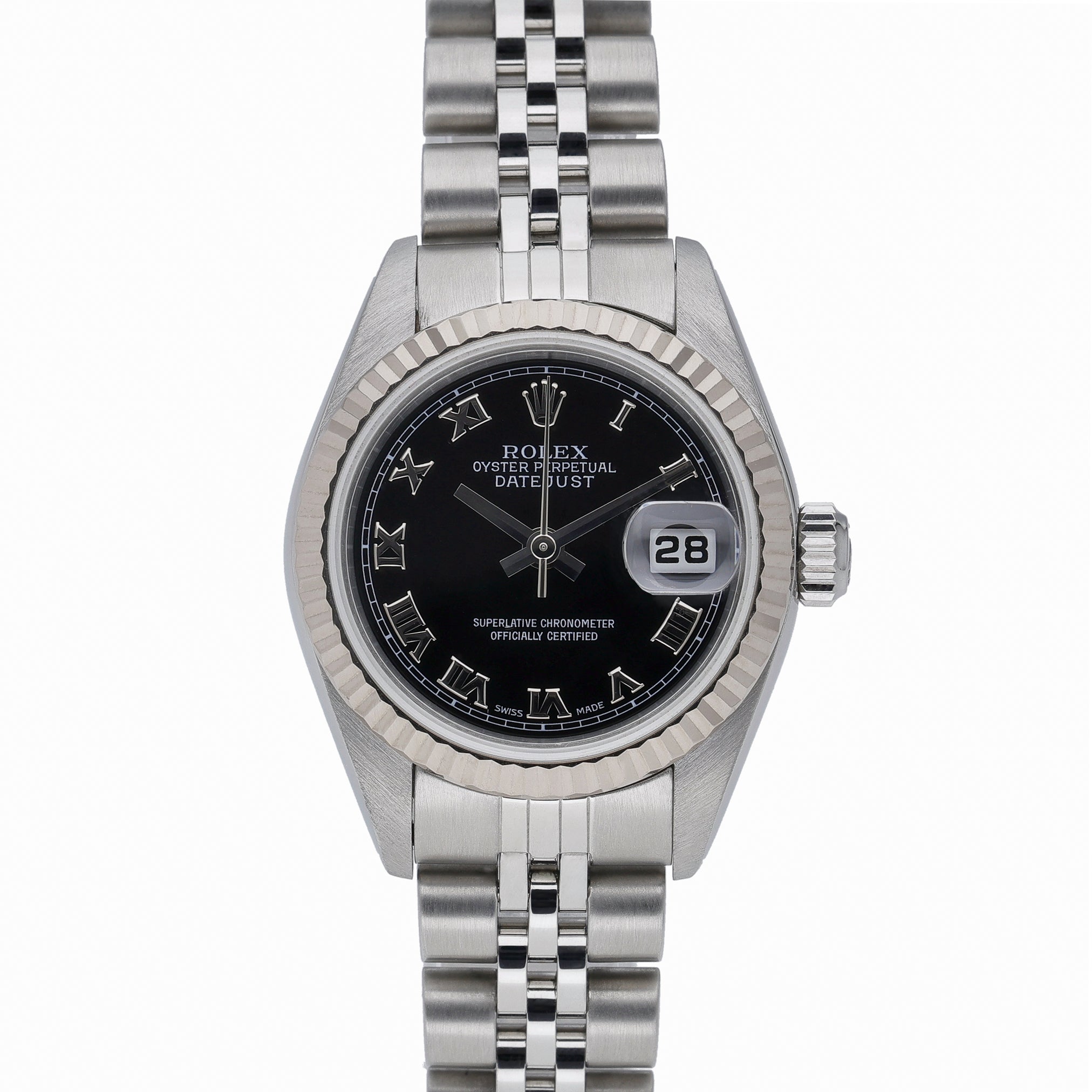 Rolex Datejust 79174 with black dial and steel & white gold case