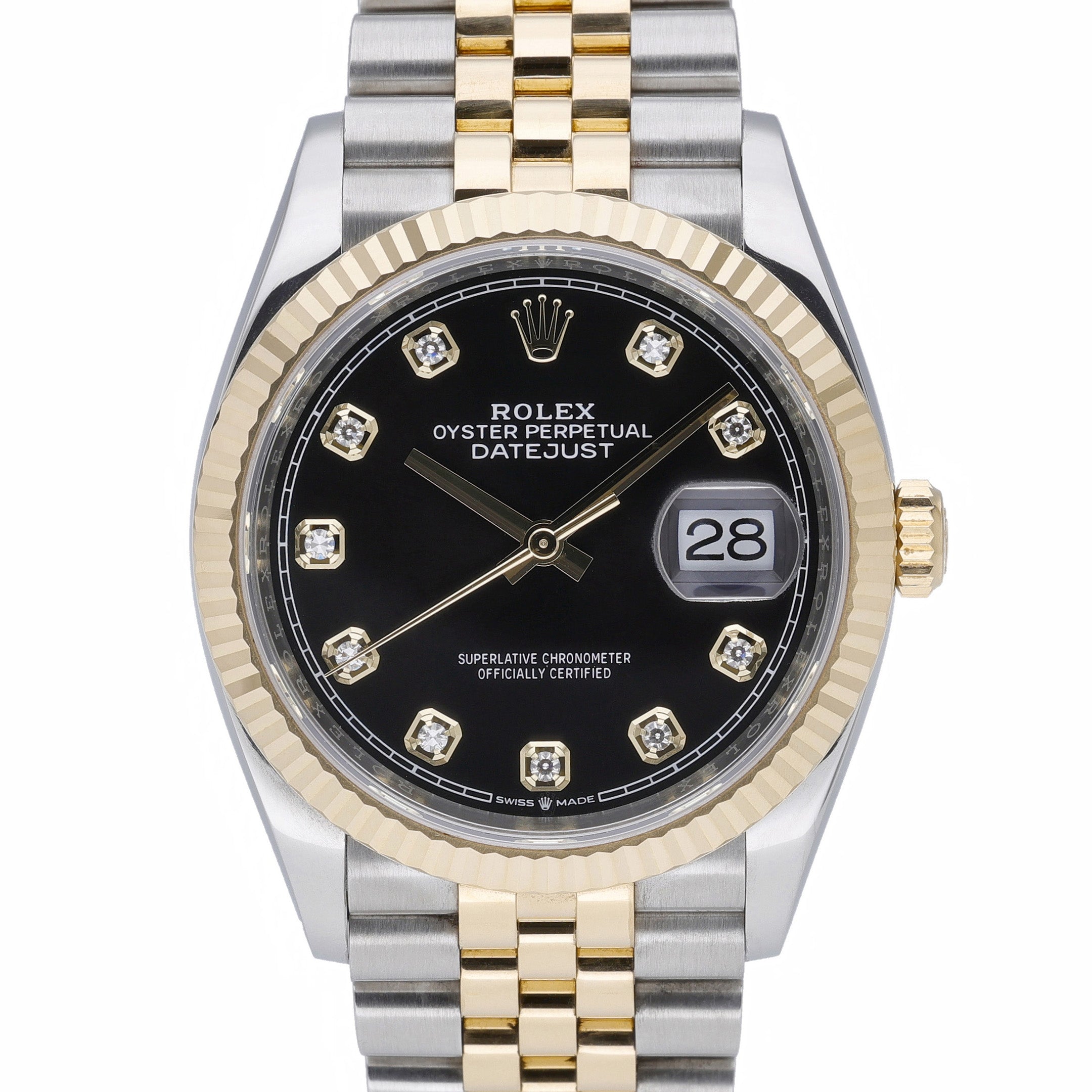 Rolex Datejust 126233 with black dial and steel & yellow gold case