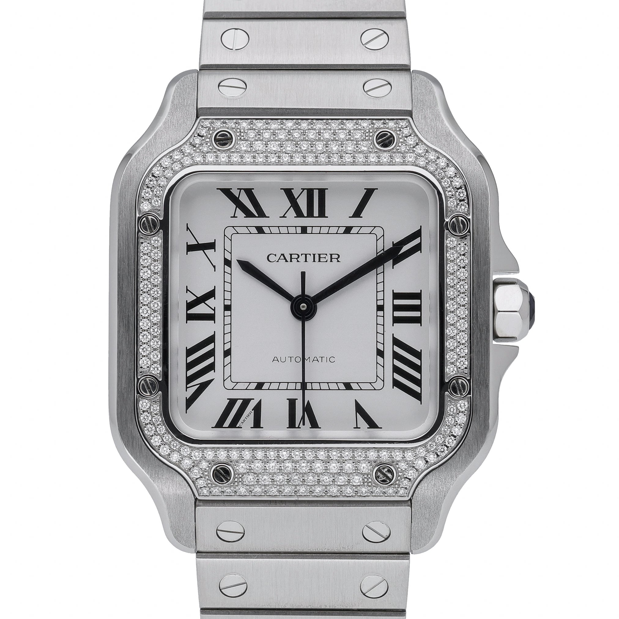 Cartier Santos W4SA0005 with silver dial and steel case