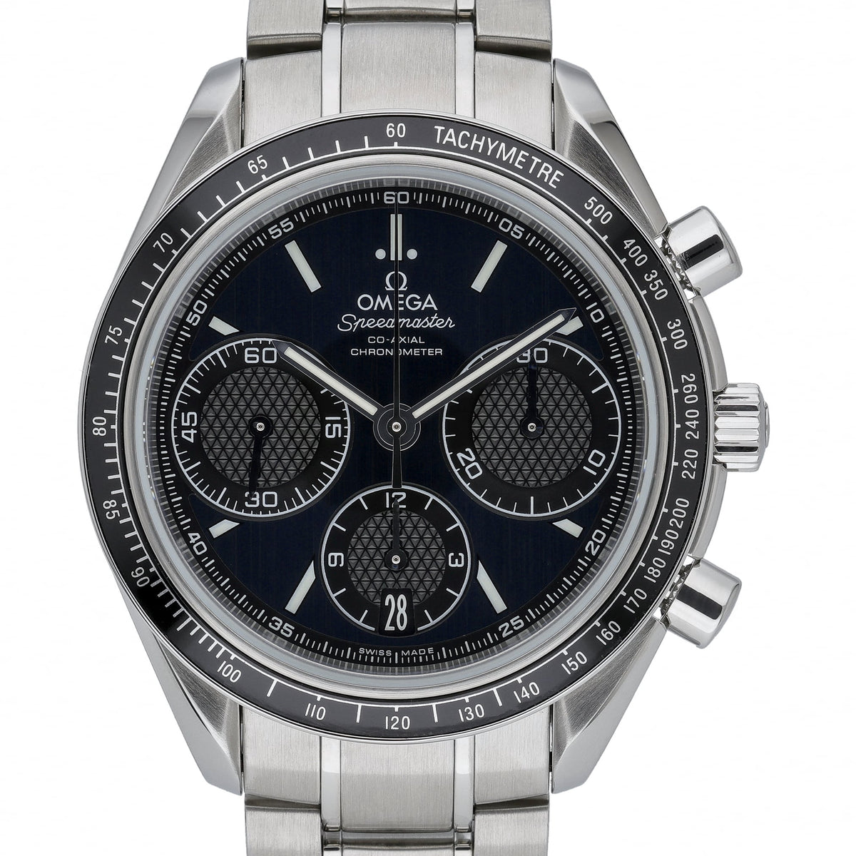 Omega Speedmaster Racing 326.30.40.50.03.001 with blue dial and steel case