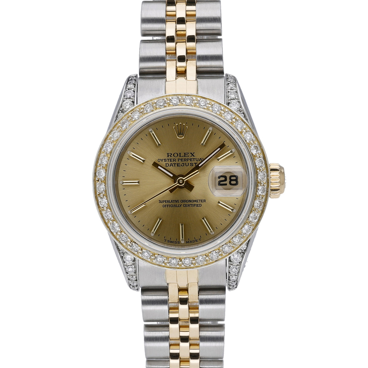 Rolex Datejust 69173 with champagne dial and steel & yellow gold case