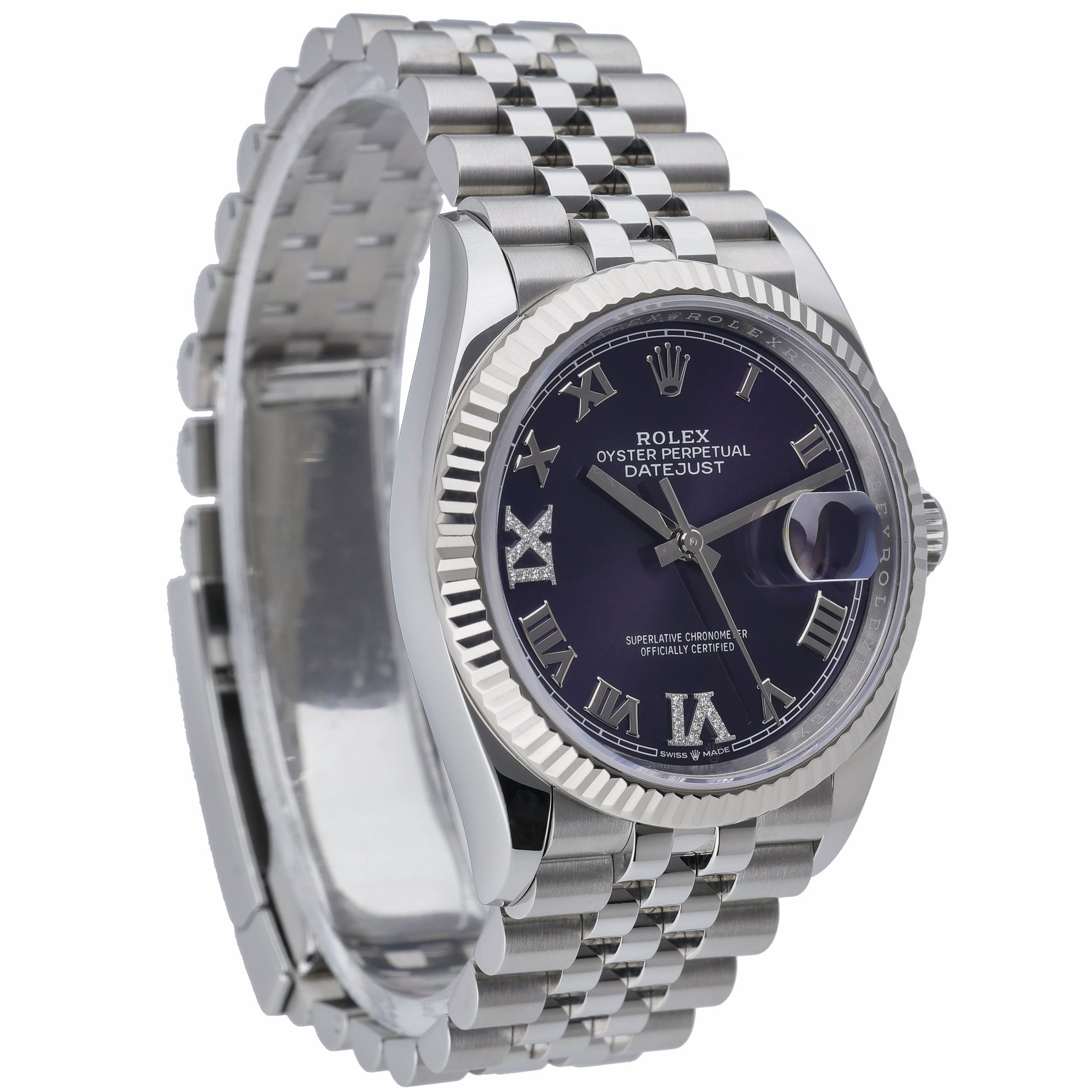 Rolex Datejust 126234 with aubergine set with diamonds dial and steel & white gold case - product image 4