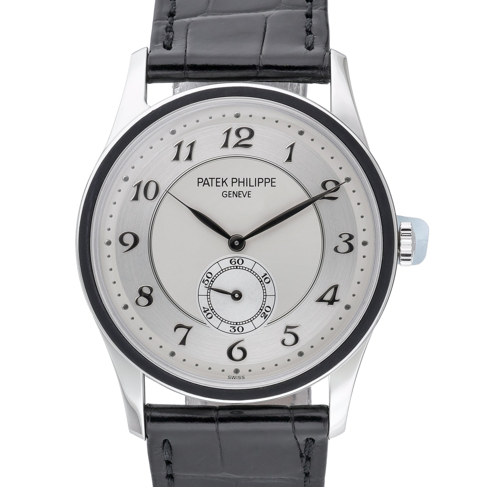 Patek Philippe Calatrava 5196P-001 with silver dial and platinum case