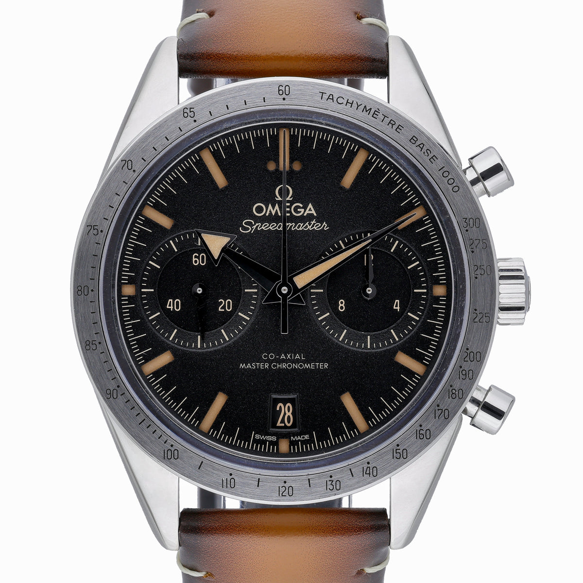 Omega Speedmaster 57 Chronograph 332.12.41.51.01.001 with black dial and steel case