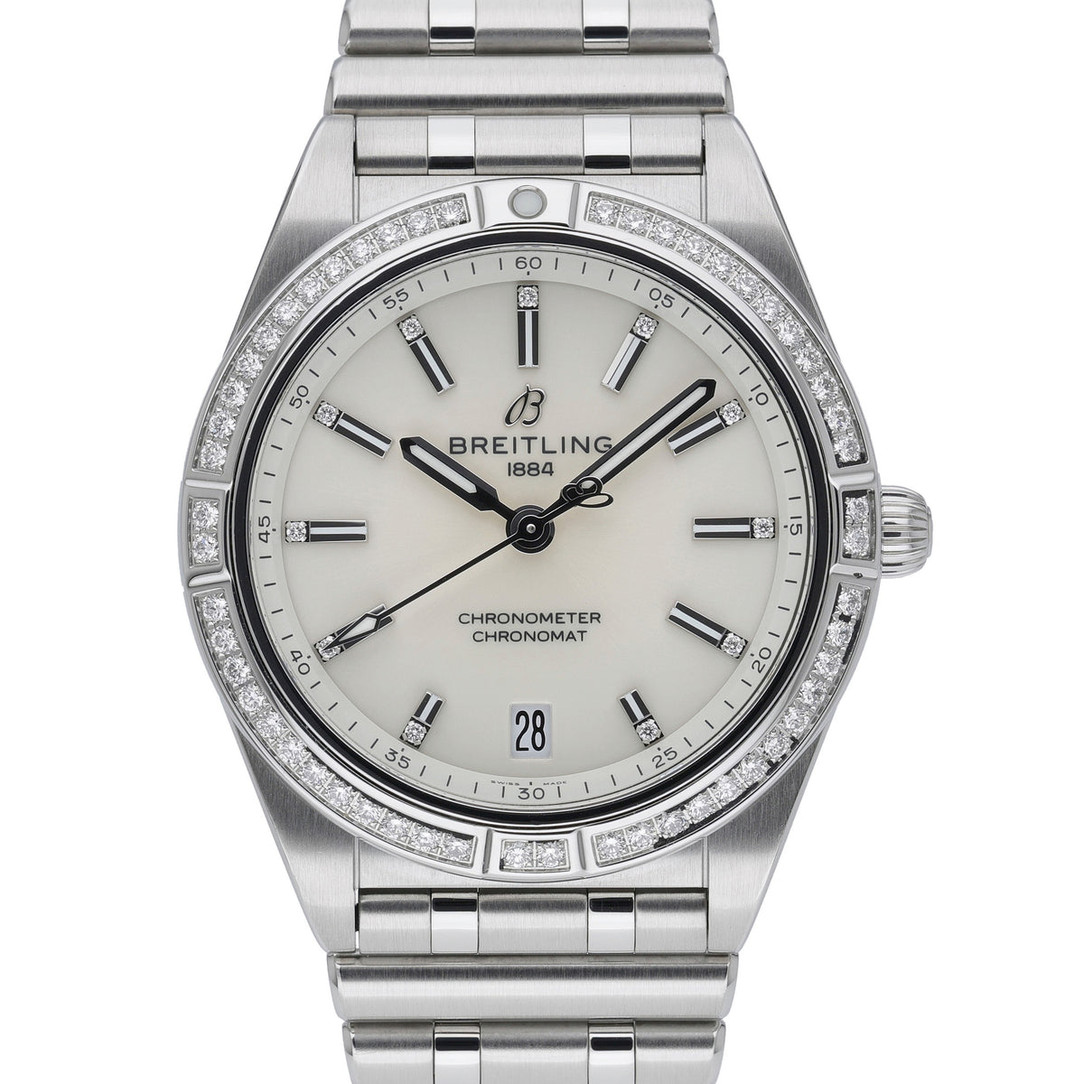 Breitling Chronomat 36 A10380 with white dial and steel case