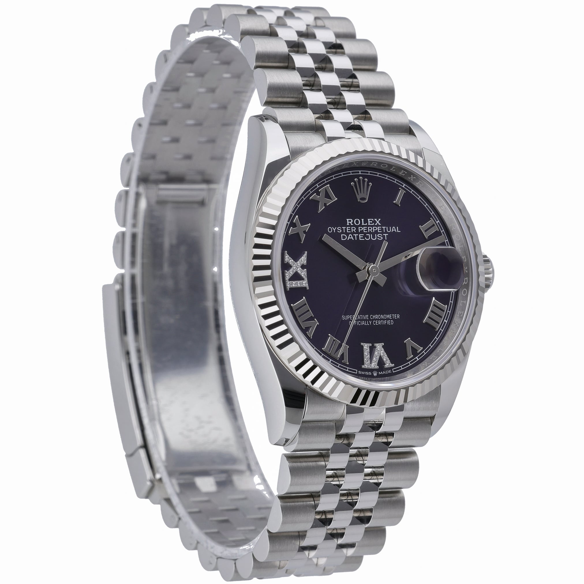 Rolex Datejust 36 126234 with aubergine set with diamonds dial and steel & white gold case - product image 4