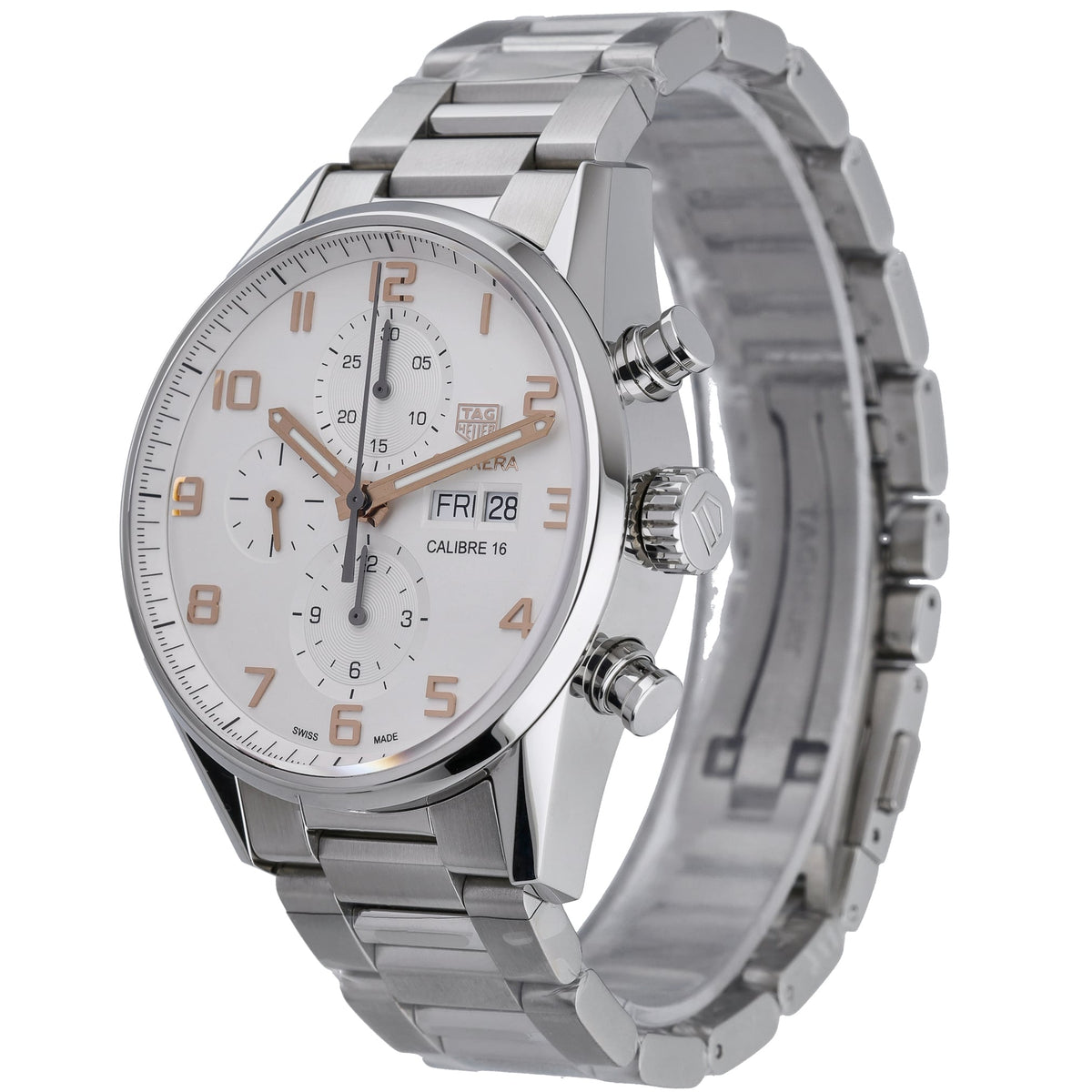 Tag Heuer Calibre 16 CV2A1AC with white dial and steel case - product image 3
