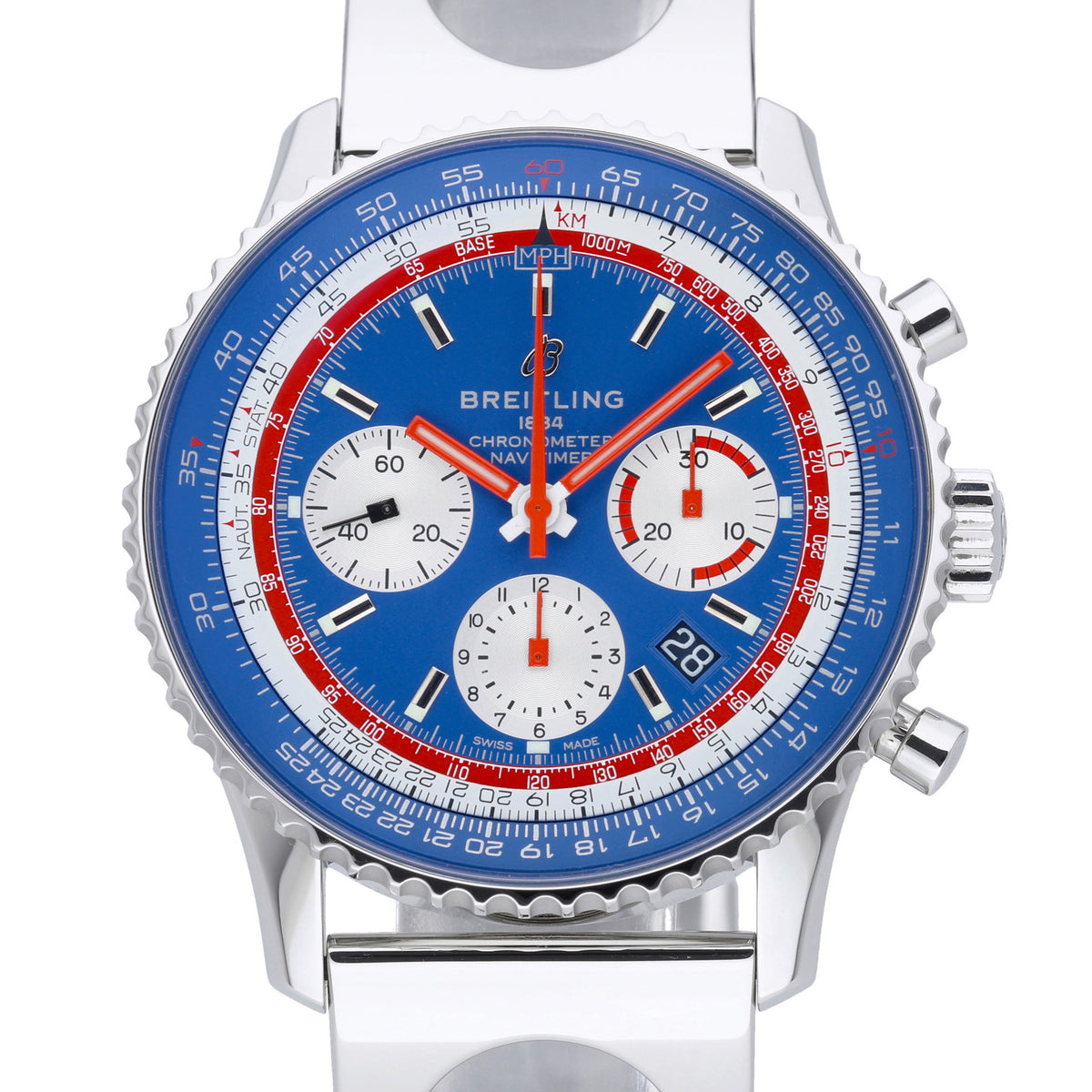 Breitling Pan Am AB01212 with blue dial and steel case
