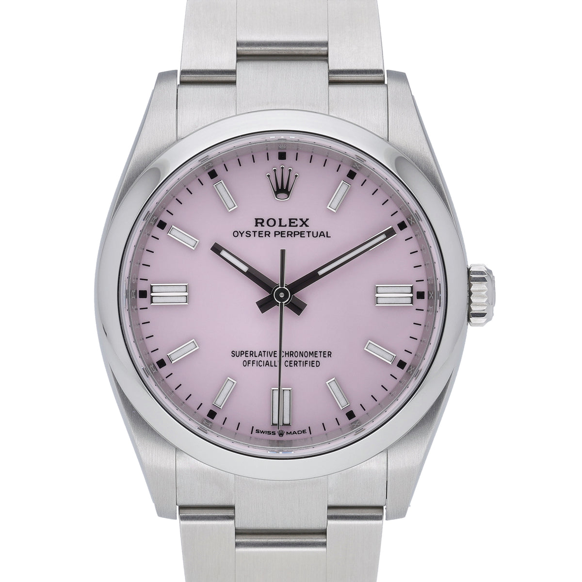 Rolex Oyster Perpetual 126000 with pink dial and oystersteel case