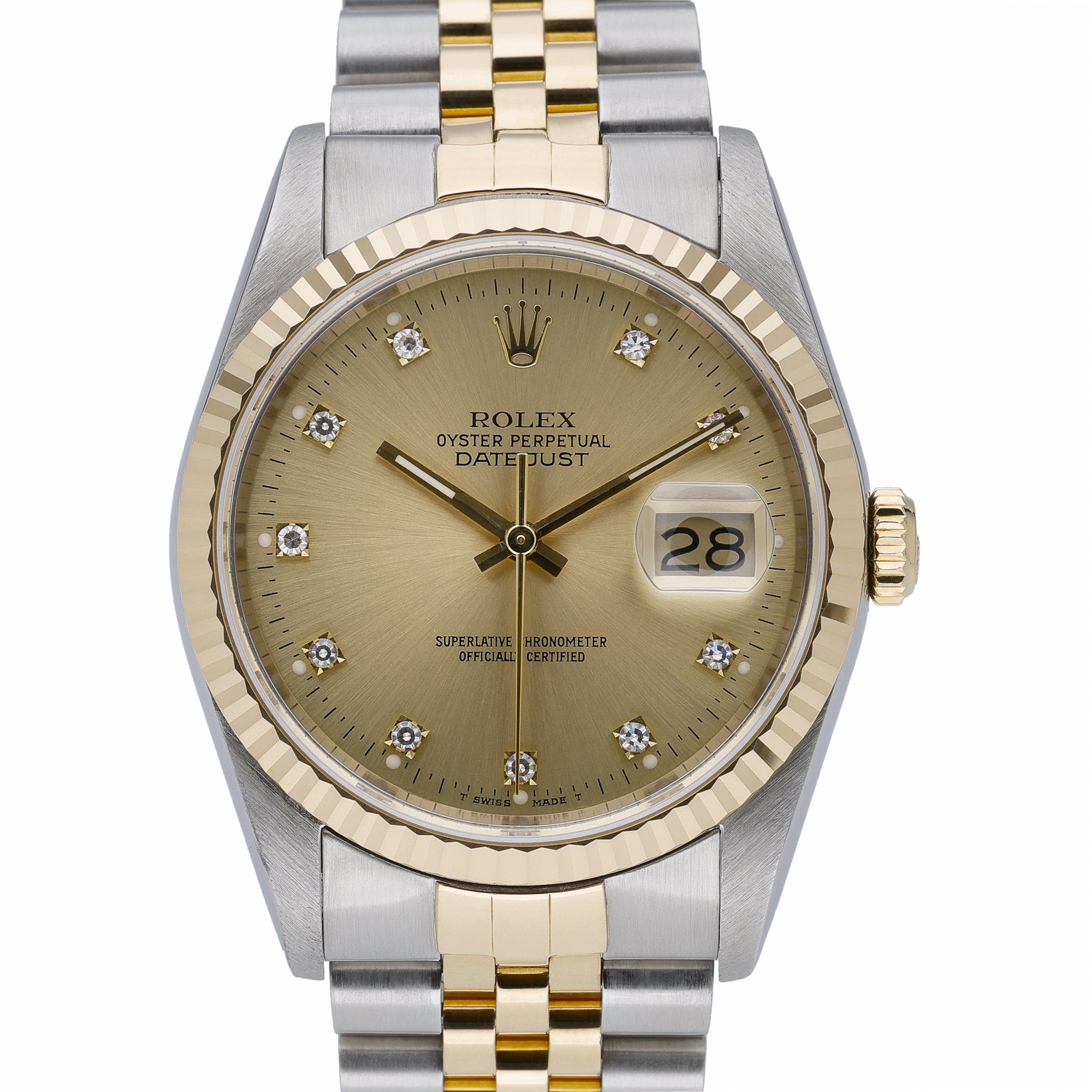 Rolex Datejust 36 16233 with champagne dial and steel & yellow gold case
