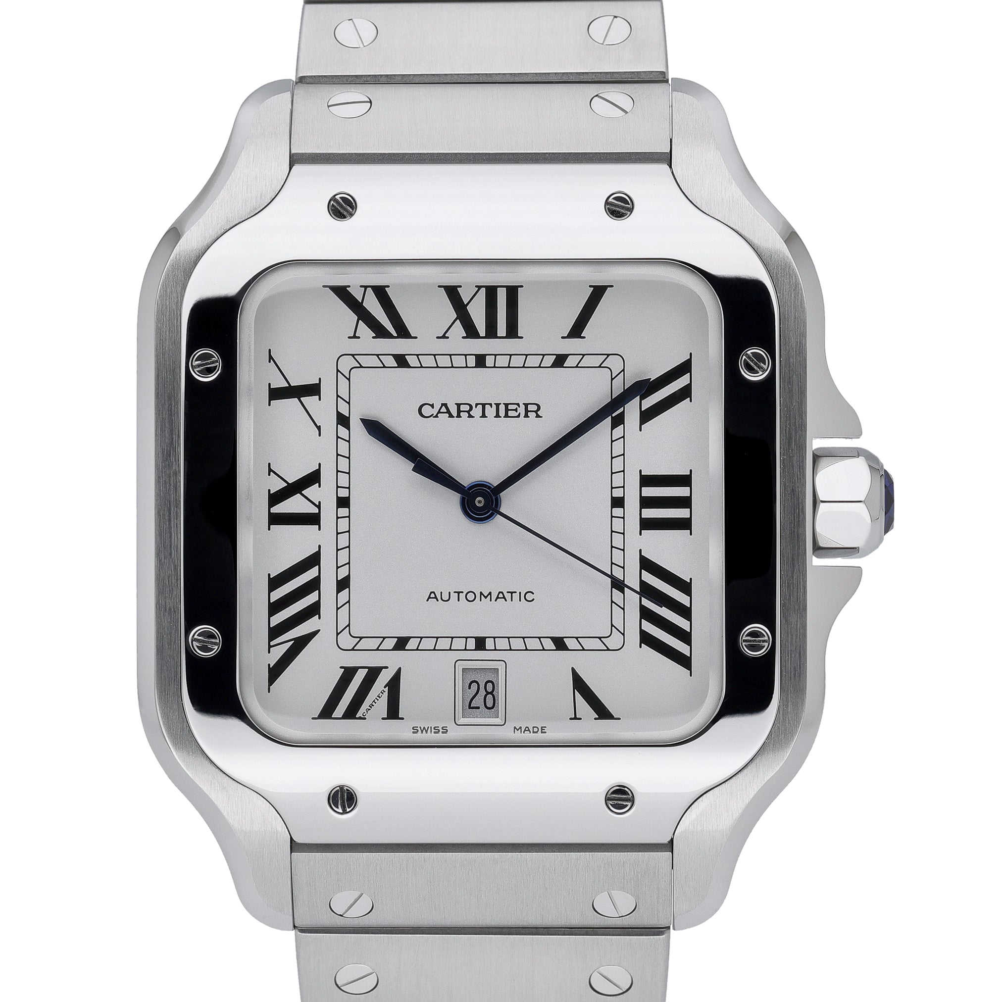 Cartier Santos De Cartier WSSA009 with white dial and steel case