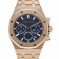 Audemars Piguet Royal Oak Chronograph 26715OR.OO.1356OR.01 with blue dial and 18ct rose gold case