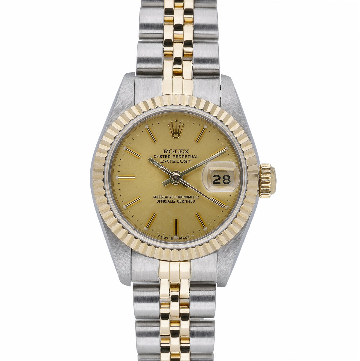 Rolex Datejust 69173 with champagne dial and steel & yellow gold case