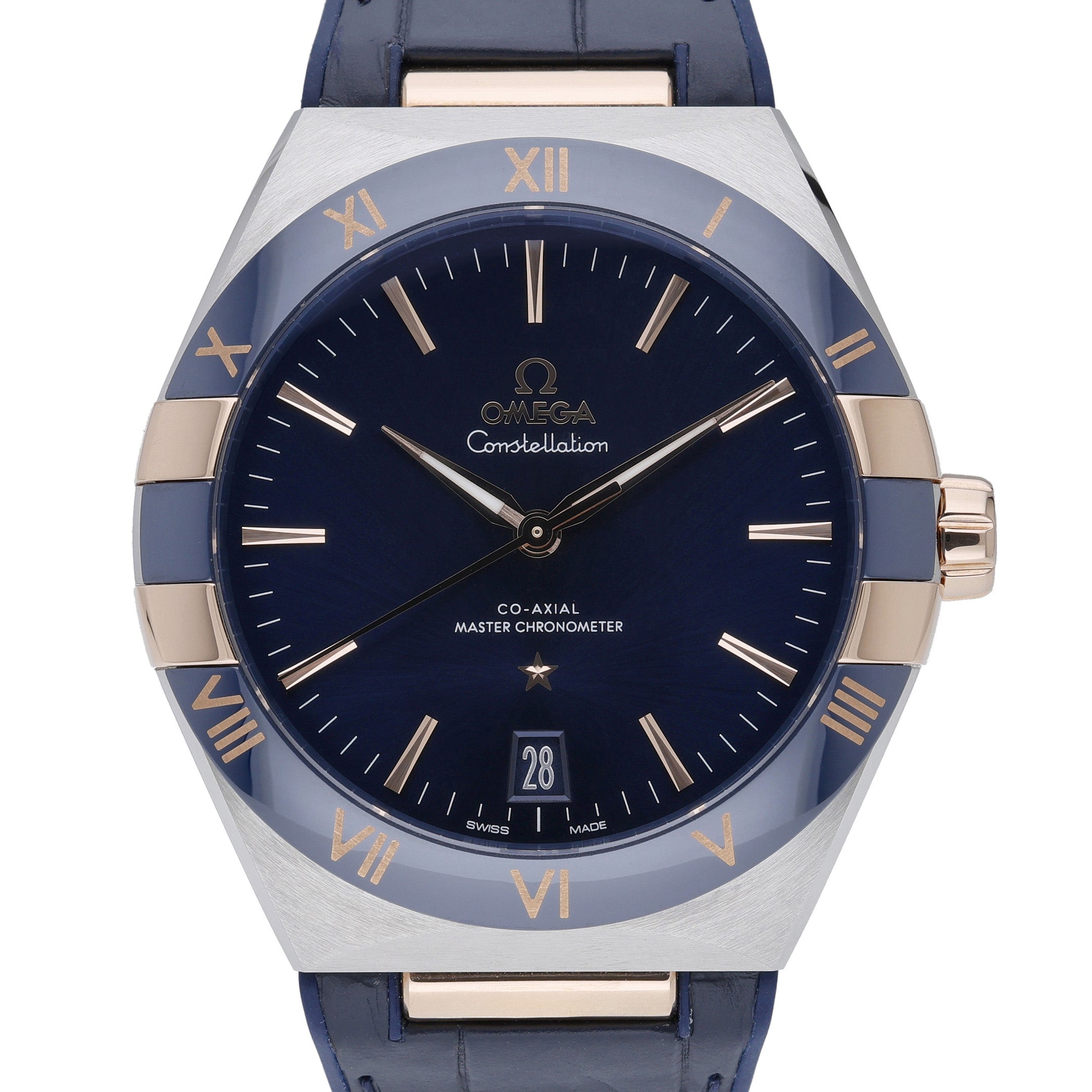 Omega Co-Axial Master Chronometer 13123412103001 with blue dial and steel & rose gold case