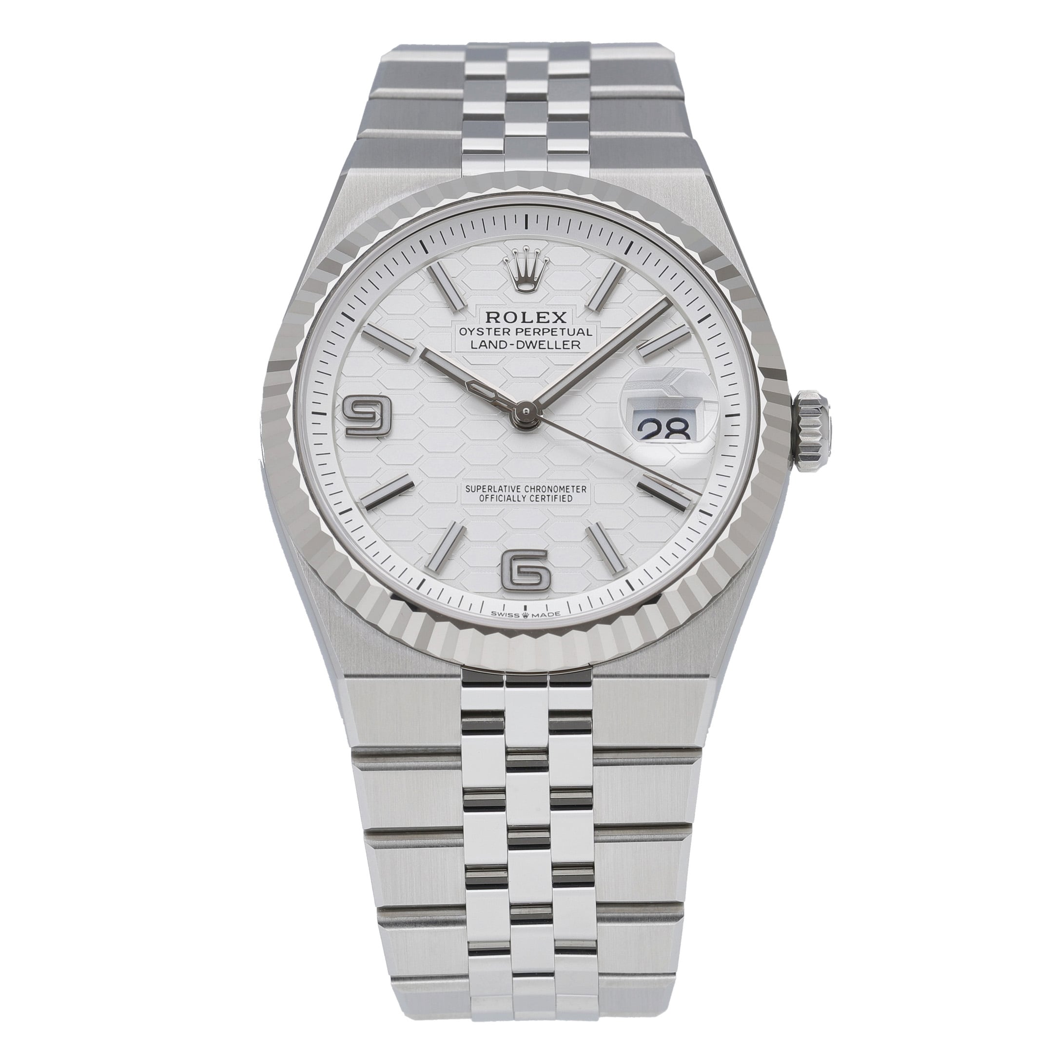 Rolex Land-Dweller 40 127334 with intense white, honeycomb motif dial and steel & white gold case - product image 3