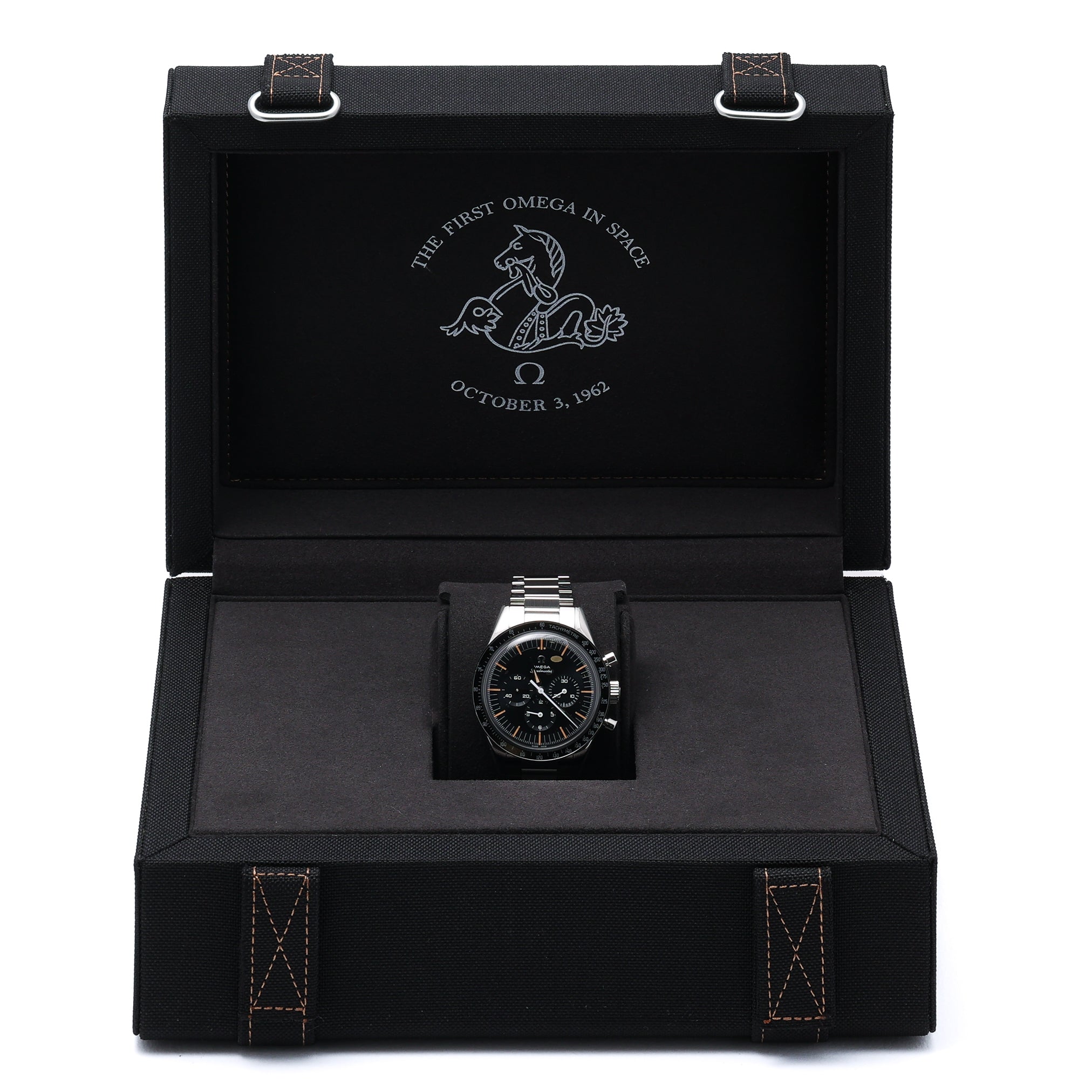 Omega First Omega In Space 310.30.40.50.06.001 with black dial and steel case