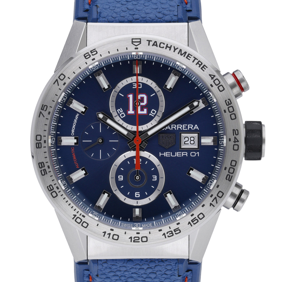 Tag Heuer Tom Brady Special Edition CAR201R with blue dial and steel case