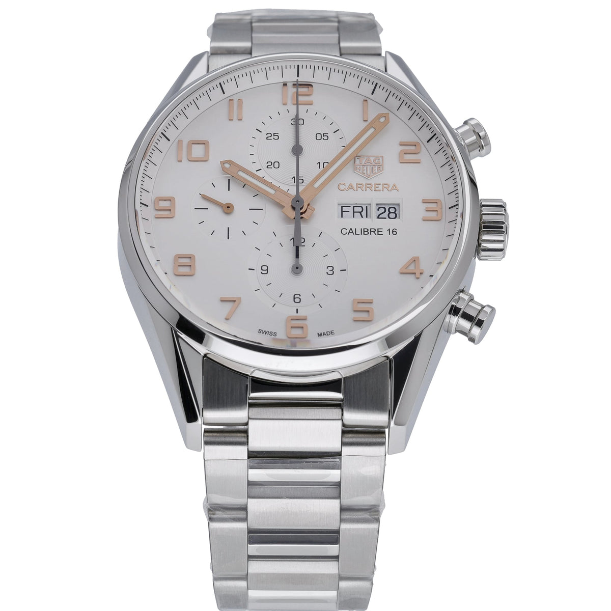 Tag Heuer Calibre 16 CV2A1AC with white dial and steel case - product image 2