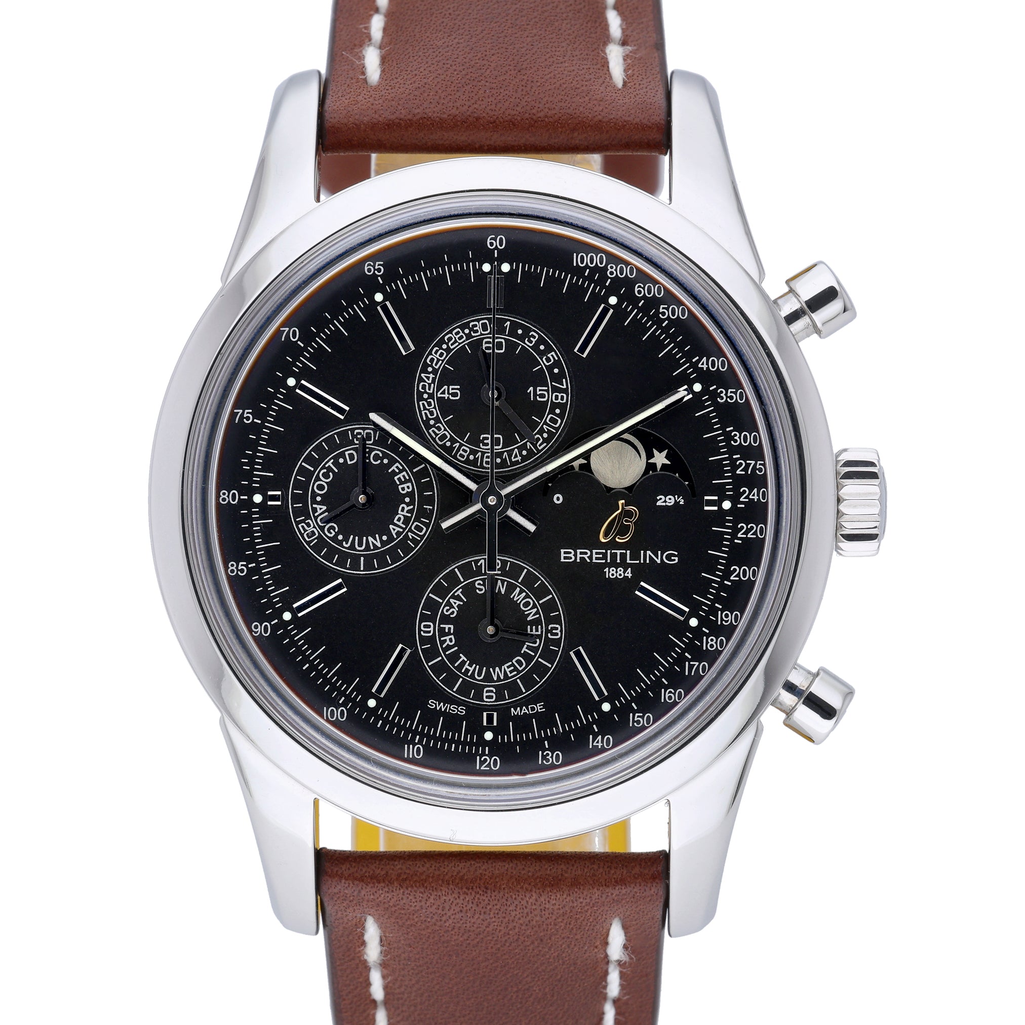 Breitling Transocean Chronograph 1461 A1931012 with black dial and steel case
