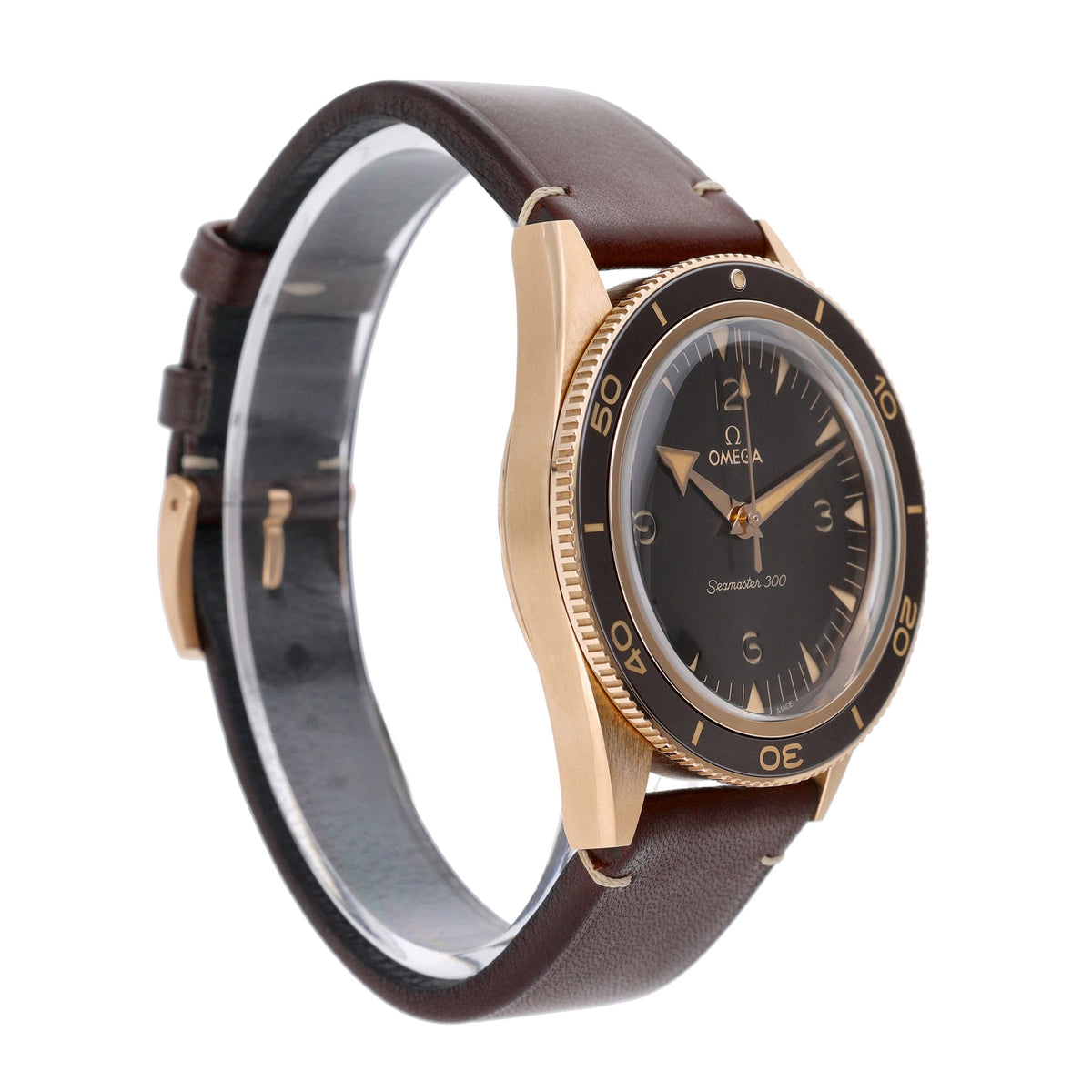 Omega Seamaster 300 234.92.41.21.10.001 with brown dial dial and 9ct gold case - product image 3