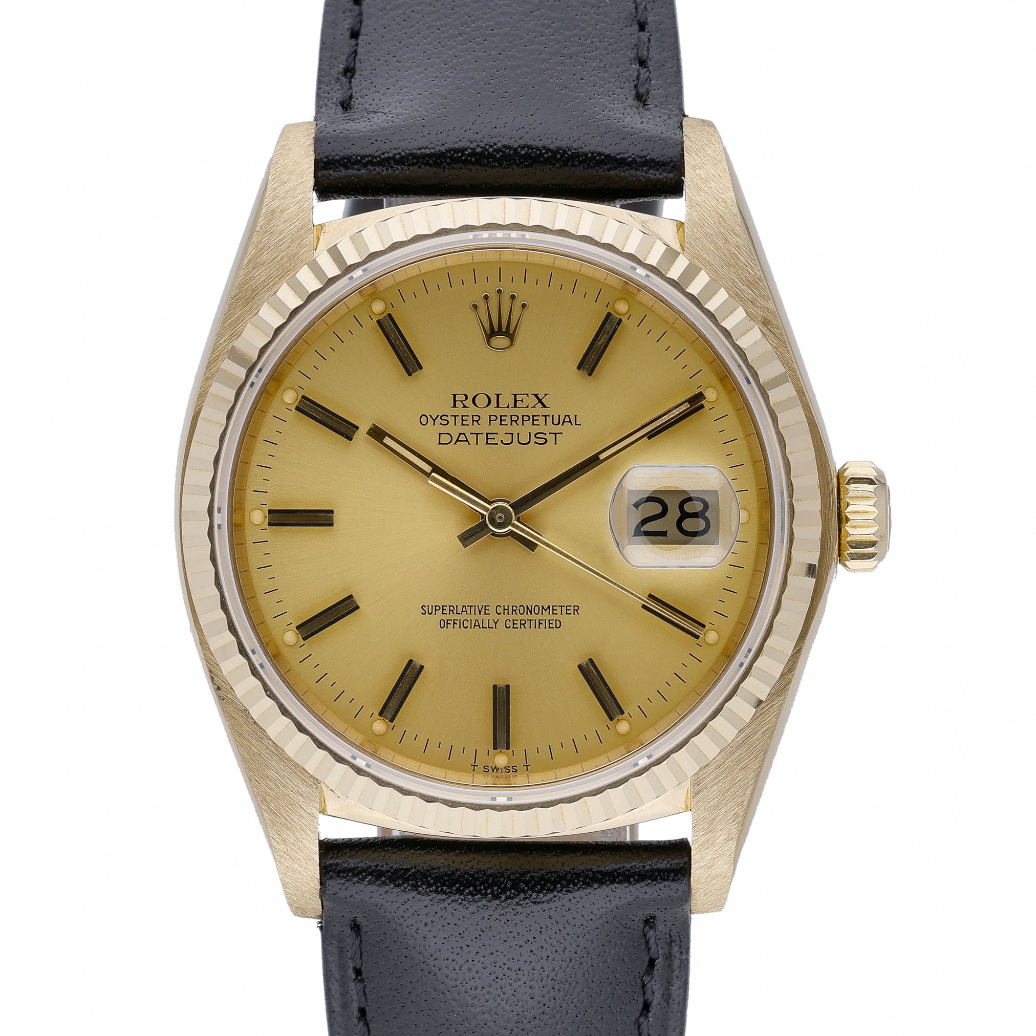 Rolex Datejust 16018 with champagne dial and 18ct yellow gold case
