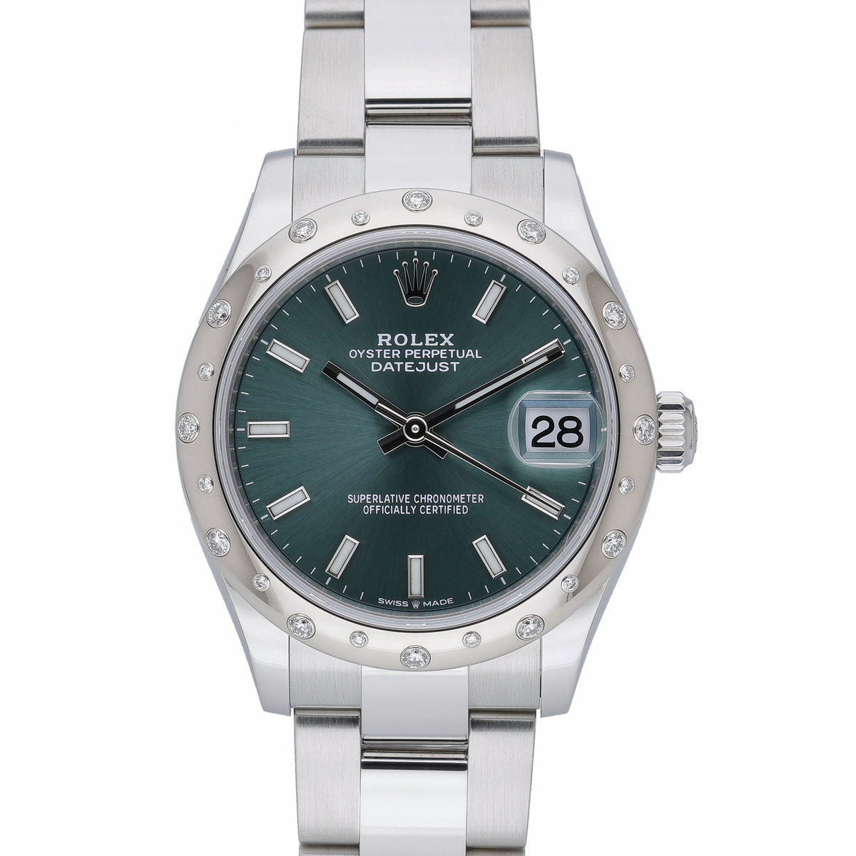 Rolex Datejust 278344RBR with green dial and oystersteel and white gold case