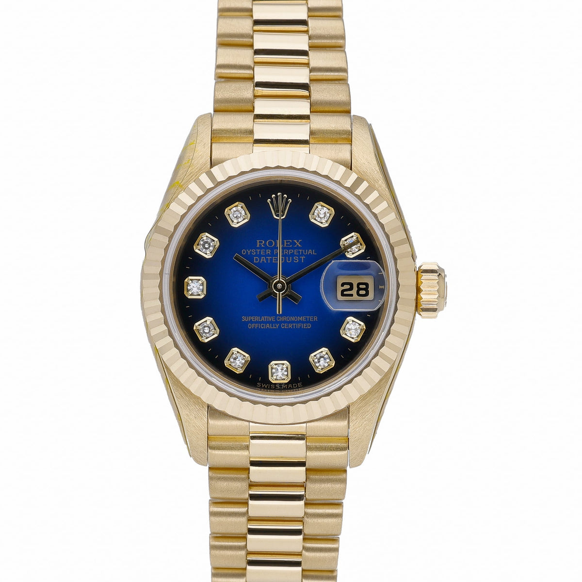 Rolex Datejust 69178 with blue ombré dial and 18ct yellow gold case