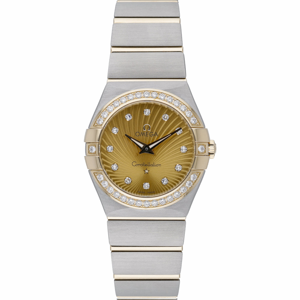 Omega Constellation 131.25.28.60.58.001 with champagne dial and steel & yellow gold case