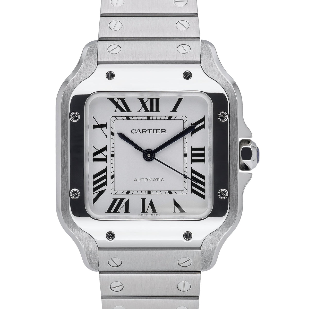 Cartier Santos WSSA0029 with white dial and steel case