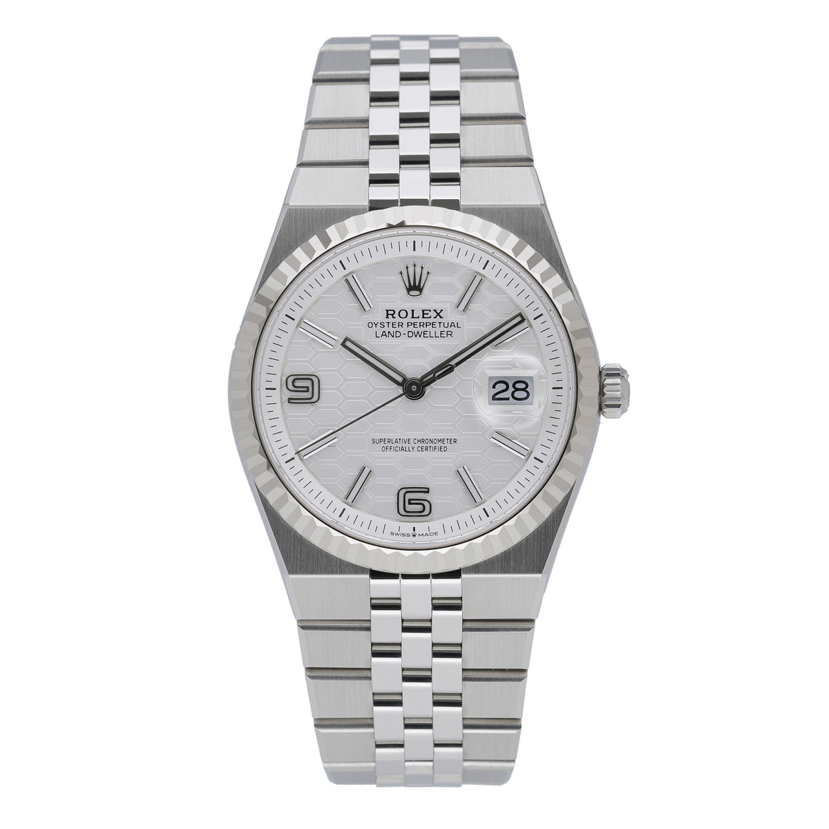 Rolex Land-Dweller 36 127234 with intense white, honeycomb motif dial and steel & white gold case - product image 2