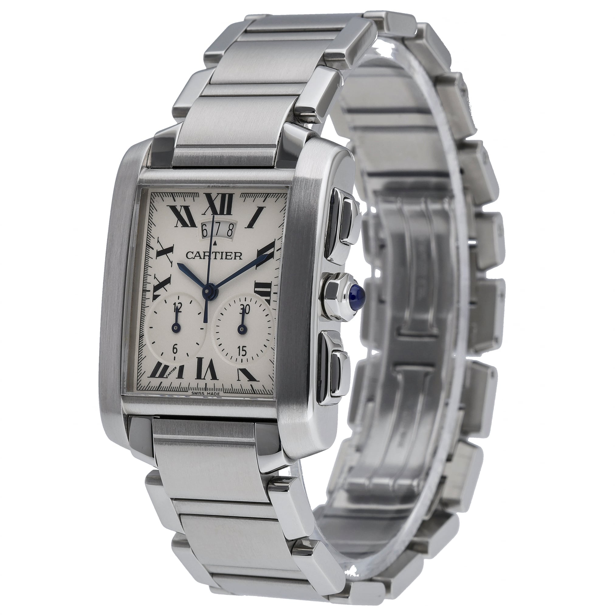 Cartier Tank Francaise Chronoflex 2653 with white dial and steel case - product image 3