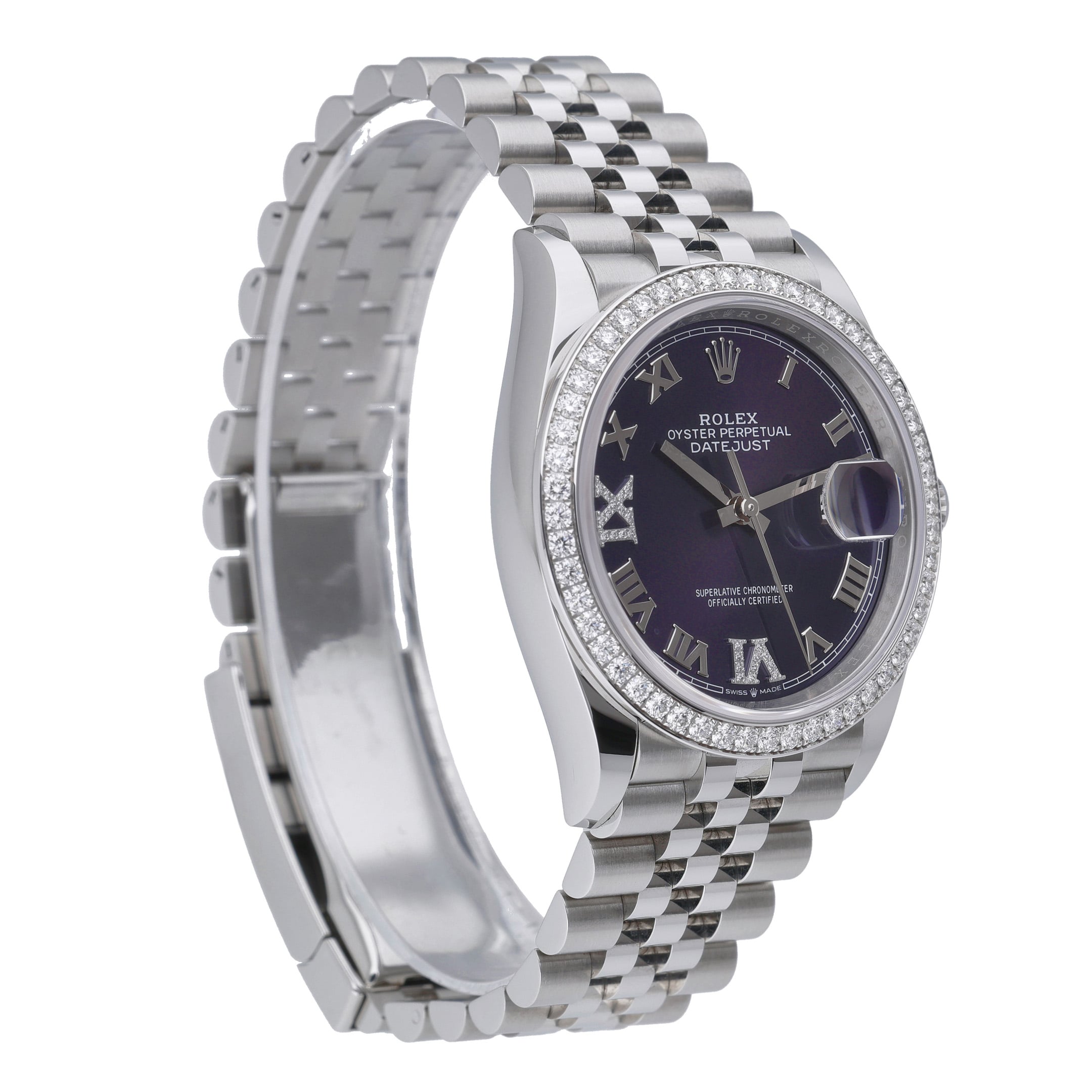 Rolex Datejust 126284RBR with aubergine set with diamonds dial and steel & white gold case - product image 4