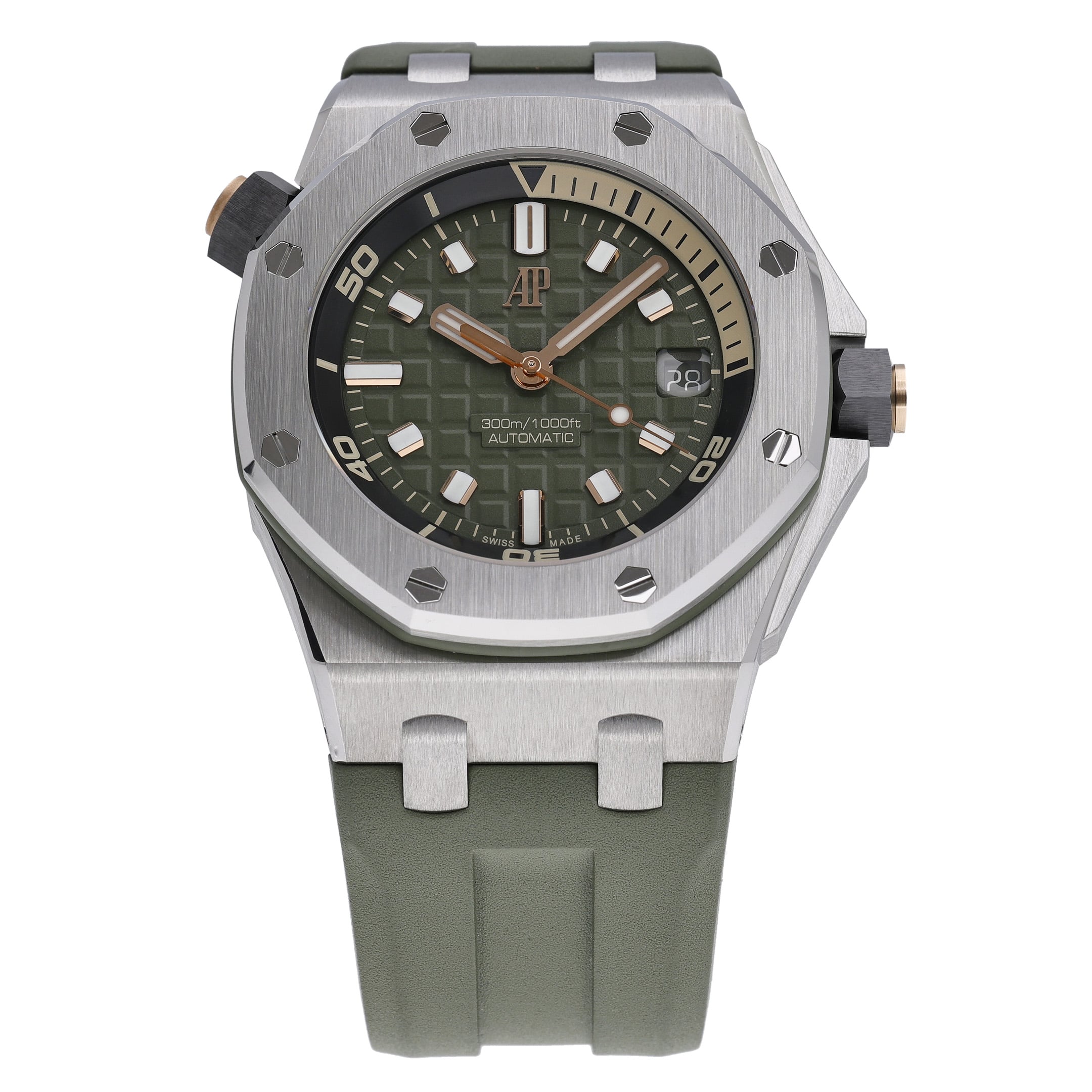 Audemars Piguet Royal Oak Offshore Diver 15720ST.OO.A052CA.01 with khaki dial and steel case - product image 3