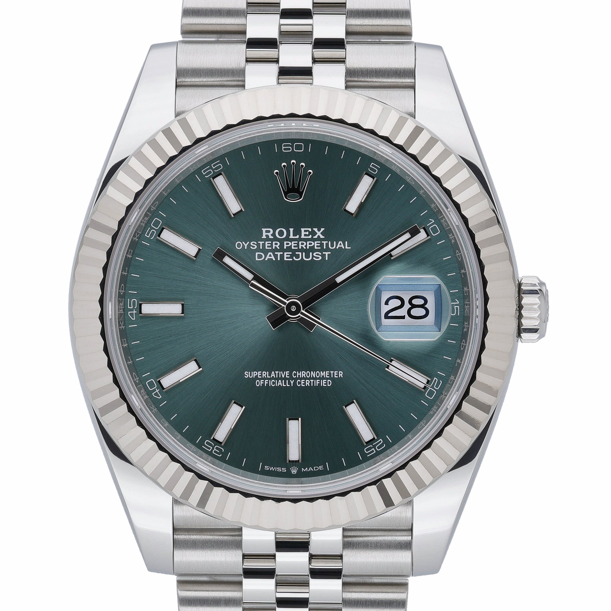 Rolex Datejust 41 126334 with green dial and steel & white gold case