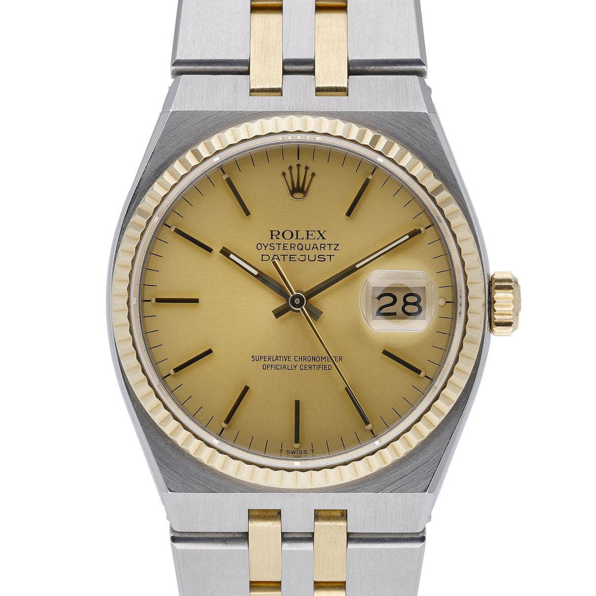 Rolex Oysterquartz 17013 with champagne dial and steel & yellow gold case