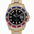 Rolex GMT-Master II 116758SARU with black dial and 18ct yellow gold case