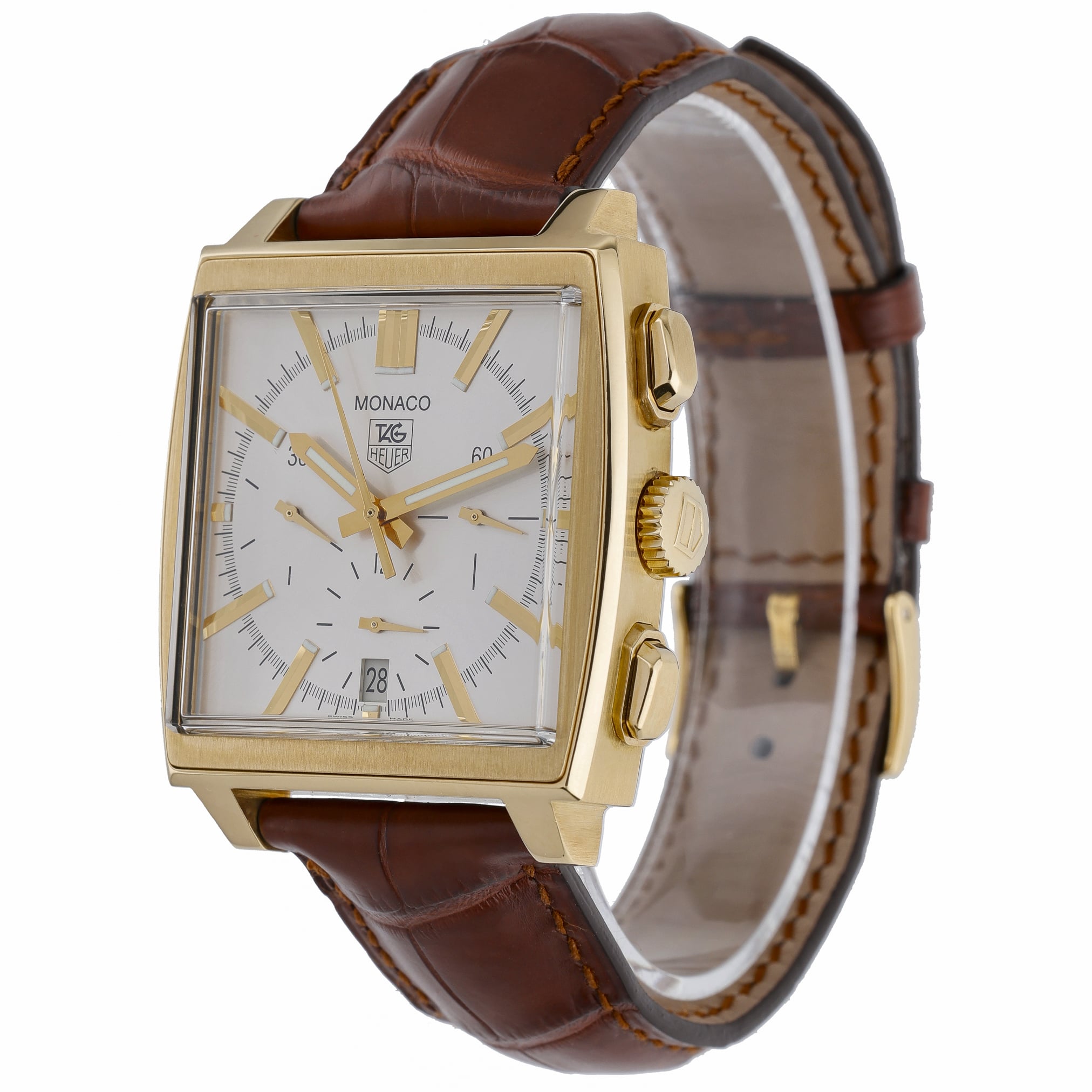 Tag Heuer Monaco CW5140 with silver dial and 18ct yellow gold case - product image 3