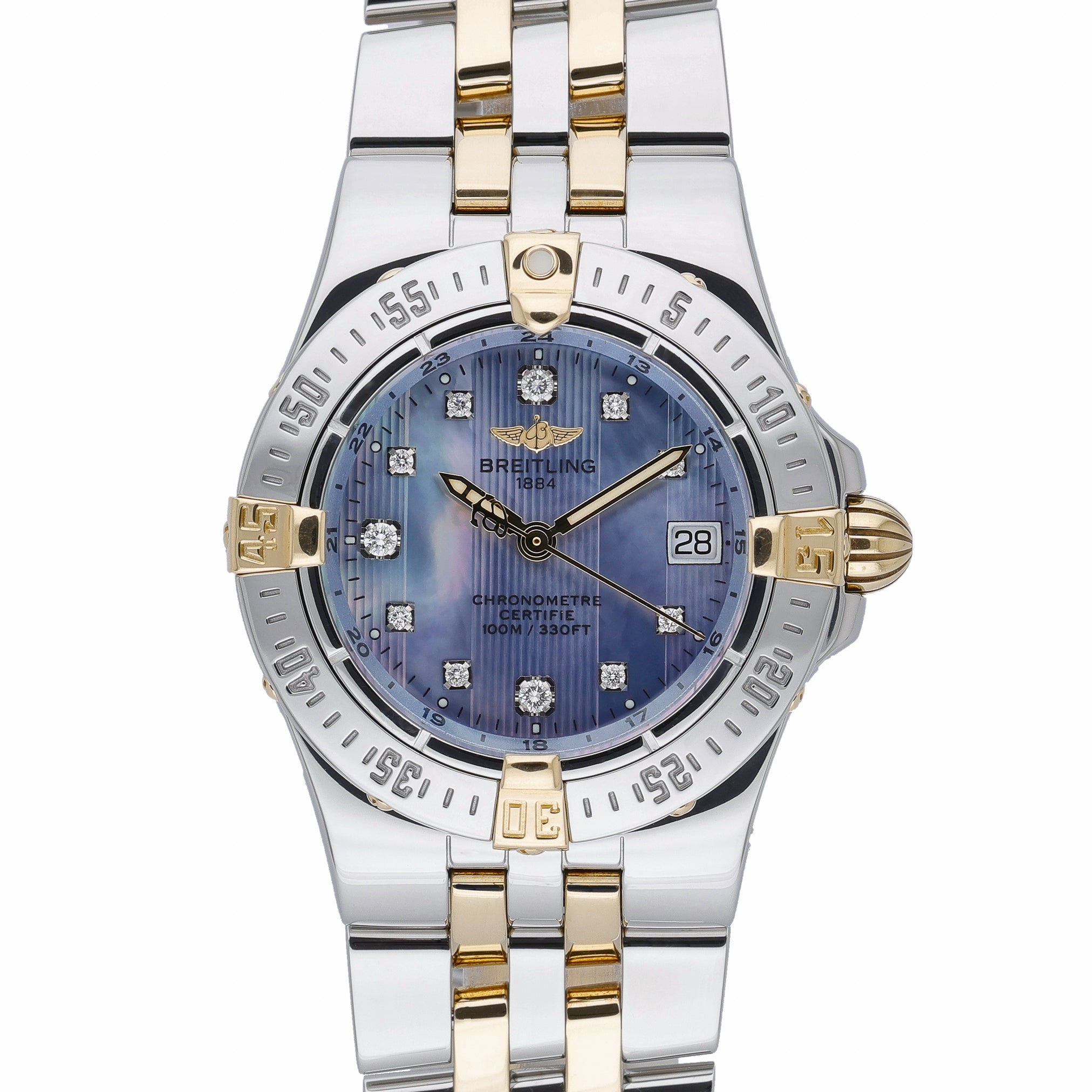 Breitling Starliner B71340 with mop diamond dial dial and steel & yellow gold case